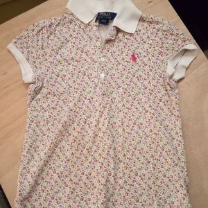 Sz.7 Girls Polo by Ralph Lauren Floral Collared Tee